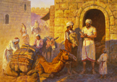 Melchizedek recieves tithing at the Lord's storehouse